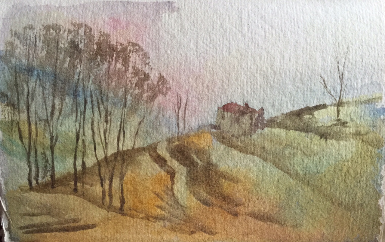 Sketchbook watercolour from the couple's trip to Alba, Piemonte