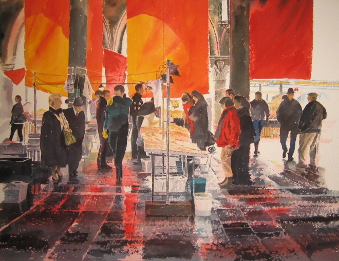 Rosso e Nero, inspired by the couple's trip to Venice February 2004 featuring the Rialto Fish Market and is available as a limited edition print. 