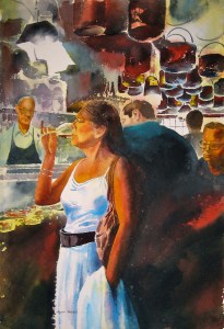 A studio painting of Susan by Alan Reed inspired by the Sargent exhibition.