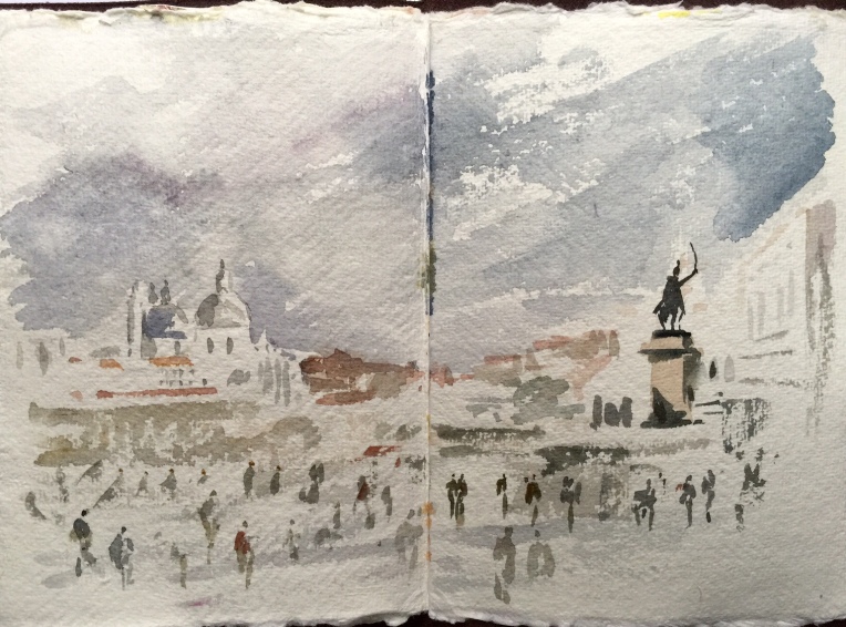 A sketchbook painting on-location in Venice by Alan